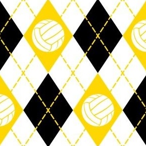black gold white volleyball sports argyle pattern