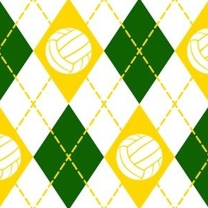 green gold white volleyball sports argyle pattern