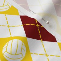 maroon gold white volleyball sports argyle pattern