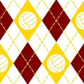 maroon gold white volleyball sports argyle pattern