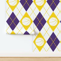 purple gold white argyle basketball sports pattern