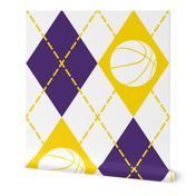 purple gold white argyle basketball sports pattern