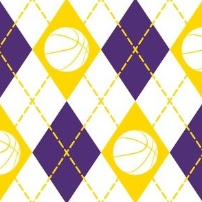 purple gold white argyle basketball sports pattern