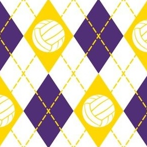 purple gold white volleyball sports argyle pattern