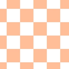 Checkers - Peach Fuzz and White - Checkerboard - Pantone 2024 - Geometric - Minimalist - Checks - Gingham 