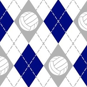 blue gray white volleyball sports argyle pattern