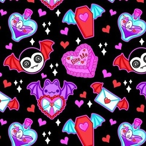 Pastel Goth Valentines Vampire Bat Valoween Black
