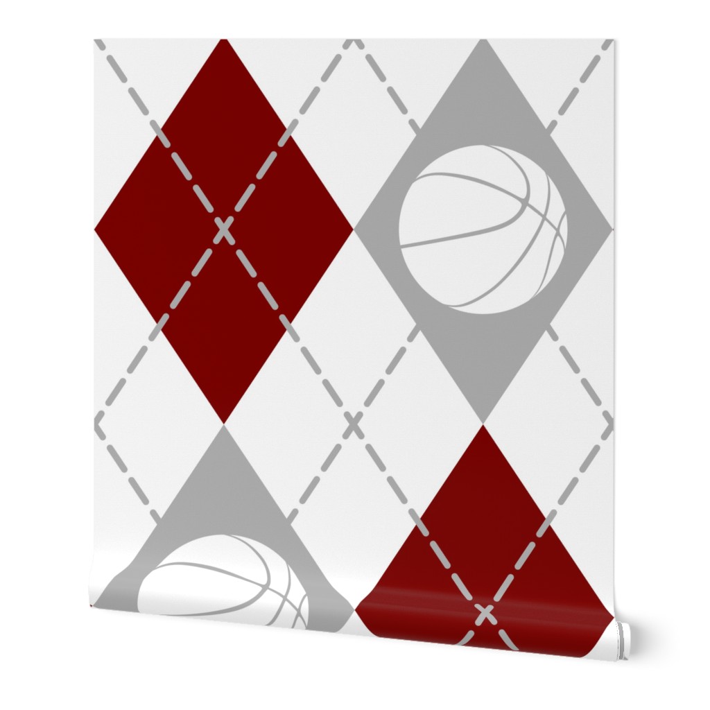 maroon gray white argyle basketball sports pattern