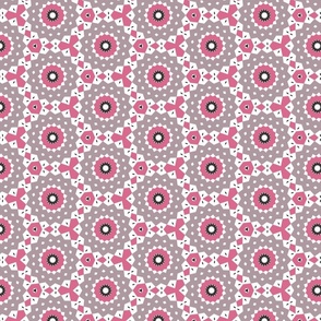 Pink Gray Black and White Geometric Blossom Mediallions