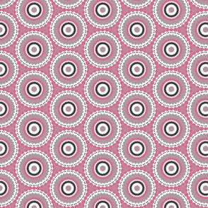 Pink Gray Black and White Medallion Circles