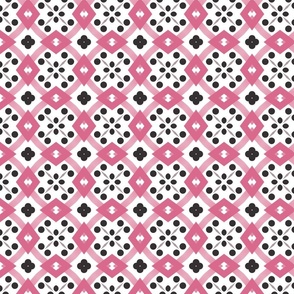 Pink Gray Black and White Floral Lattice