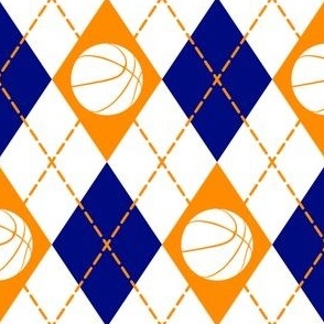blue orange white argyle basketball sports pattern