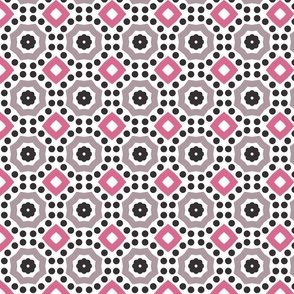 Geometric Pink Gray Black and White Mosaic