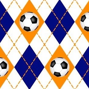 blue orange white soccer sports argyle pattern