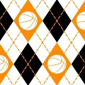 black orange white argyle basketball sports pattern