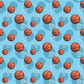 Basketball Themed Pattern Blue - Small Scale