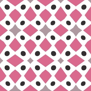 Pink Gray Black and White Geometric With Dots and Diamonds