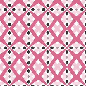 Pink Gray Black and White Abstract Plaid