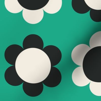 Minimalist Geometric Flower Pattern (green/black/cream)