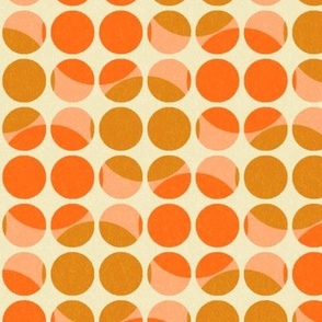 Sports balls dots on dots in orange peach ocher on cream - small - pickleball, basketball, tennis ball, baseball, handball, beach volleyball