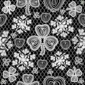 Shamrock Irish Lace (Black and White)  