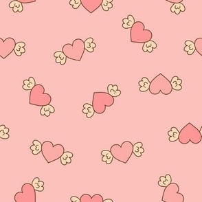 Flying Hearts on Pink