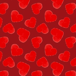 red-hearts-on-burgundy-8x8 Valentines day, fun, heart fabric