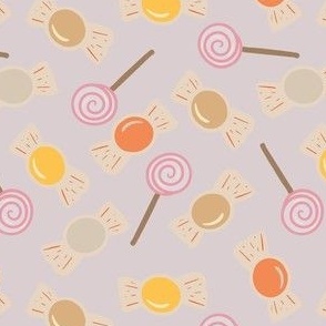 Sugar Rush-Cherry//Candy, lollipops, sweets, hard candy, sweet swirls, pink, yellow, orange