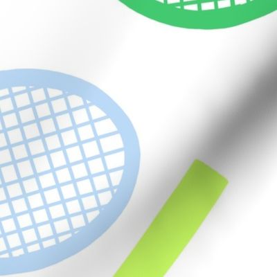 tennis racquet on white non directional wallpaper scale