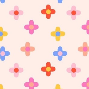 Playful Flower Polkadot in Red, Blu, Pink and Yellow