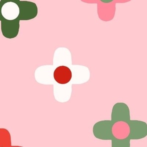 (XL) Playful Flower Polkadot in Pink_ Red and Green