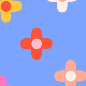 (XL) Playful Flower Polkadot on Bright Blue