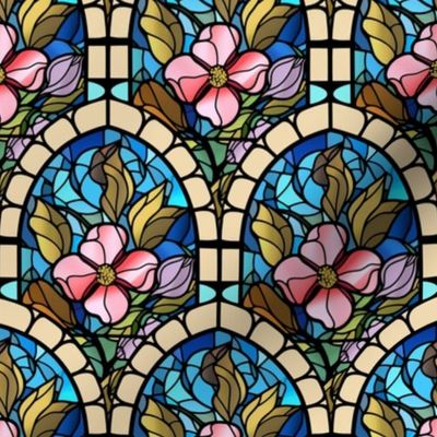 Scalloped Stained Glass Rose Windows