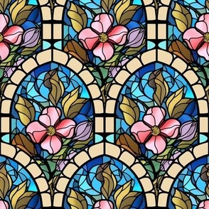 Scalloped Stained Glass Rose Windows