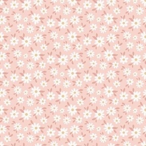 Micro White Daisy Pattern on Pink