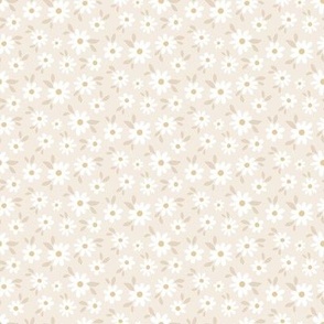 Micro White Daisy Pattern on Cream