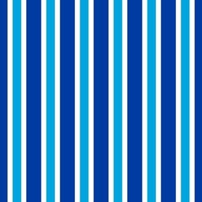 Outlined Stripes // medium print // Electric Cerulean & Laser White Vertical Lines on True Blue