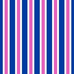 Outlined Stripes // medium print // Neon Berry Blast & Laser White Vertical Lines on True Blue