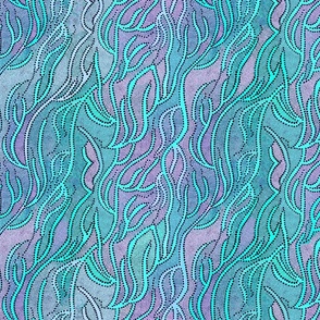 Leaves in the Wind - Turquoise & Pink - Abstract Contemporary Wallpaper