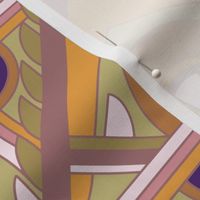 Large Scale // Geometric Abstract Art Deco in Goldenrod, Pink, Green & Purple