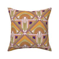 Large Scale // Geometric Abstract Art Deco in Goldenrod, Pink, Green & Purple