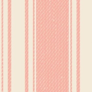 Ticking Stripe (Large) - Pristine on Peach Pink and Peach Puree   (TBS211)