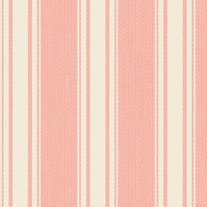 Ticking Stripe (Medium) - Pristine on Peach Pink and Peach Puree   (TBS211)