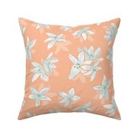 Easter Lilies on Peach Floral Spring