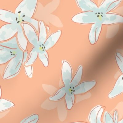 Easter Lilies on Peach Floral Spring