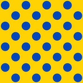 Polka Dots // medium print // Big Top Blue Dots on Sunshine Swirl