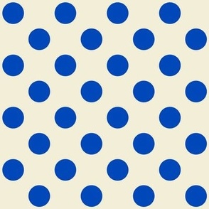 Polka Dots // medium print // Big Top Blue Dots on Carousel Cream
