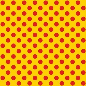 Polka Dots // small print // Funhouse Red Dots on Sunshine Swirl
