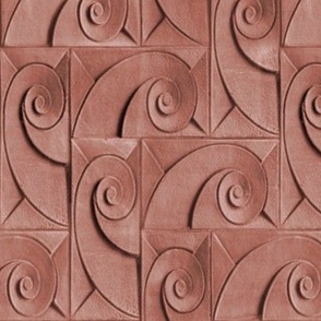 Art Deco Fibonacci Tiles in Aged Terra Cotta - Coordinate
