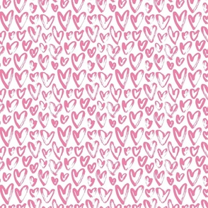 Small pink hearts brushstrokes Valentines Day